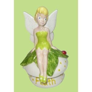 Unique Hand Painted Disney Tinkerbell Trinket Dish Jewelry Box Peter Pan Pixie